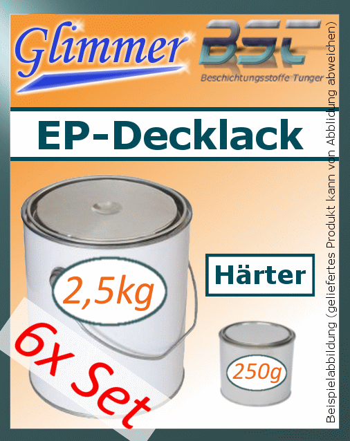 6xSet (2,5kg BFL:Permanent-Glimmer-Lack+0,25kg Härter BFL:PH 15) Extremschutz gegen Wasser+Chemikalien; Mischpreis: 26,43 €/kg
