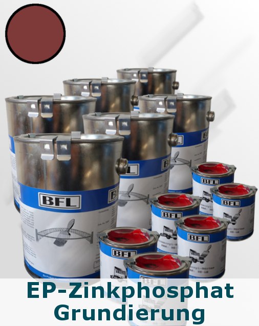 6xSet (2,5kg BFL:Permanent-Grund + 0,25kg Härter BFL:PH 15) auf Zink,Alu+Stahl (Rotbraun = 18,72 €/kg)