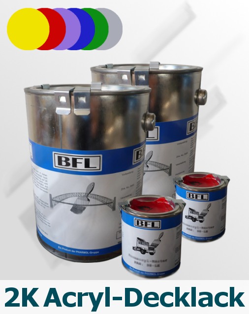 2xSet (2,5kg BFL:2K Industrie-Acryllack + 0,25kg Härter BFL:PAH 98-LE) zähelastisch 31,06 €/kg = Mischpreis Farbtongruppe 2